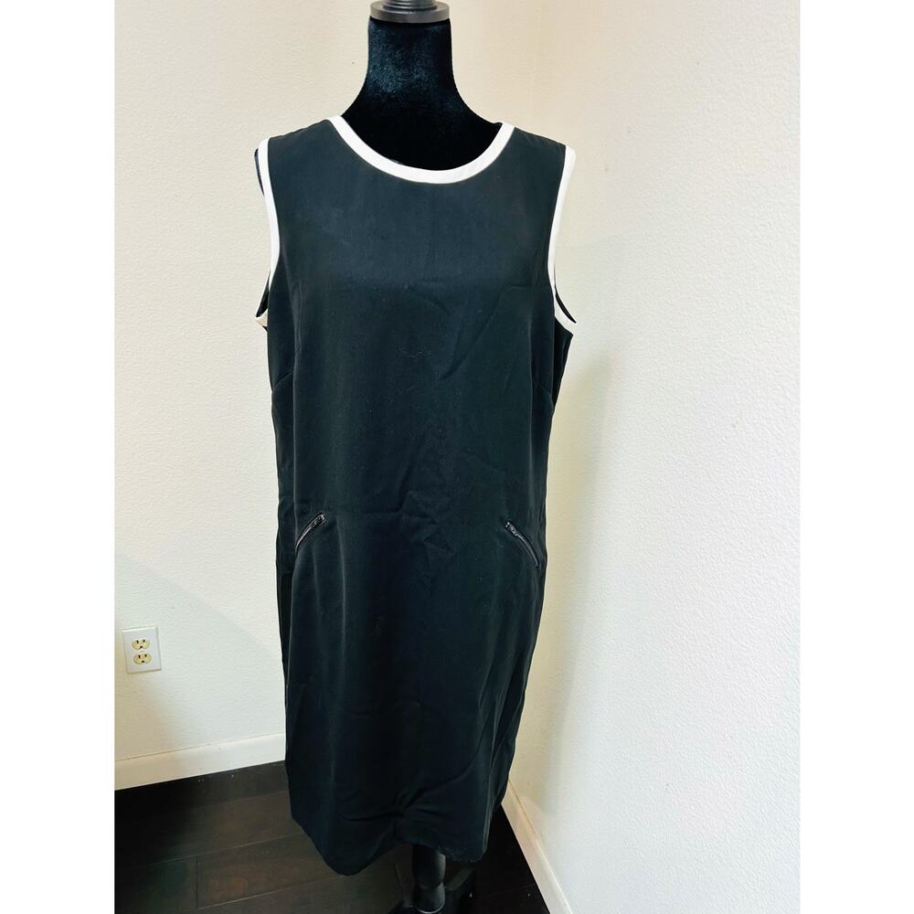 JULIAN TAYLOR New York Black Sheath Dress with White Trim / Size -16